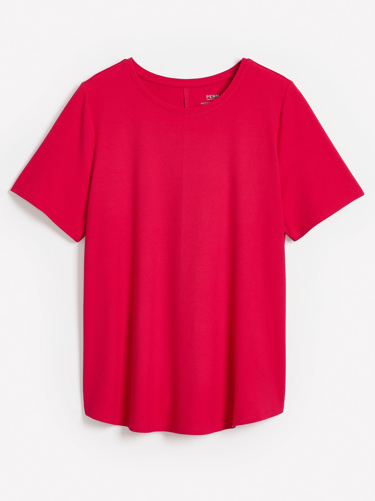 T-shirt côtelé à col rond, coupe moderne, tissu responsable - PENN. Essentials