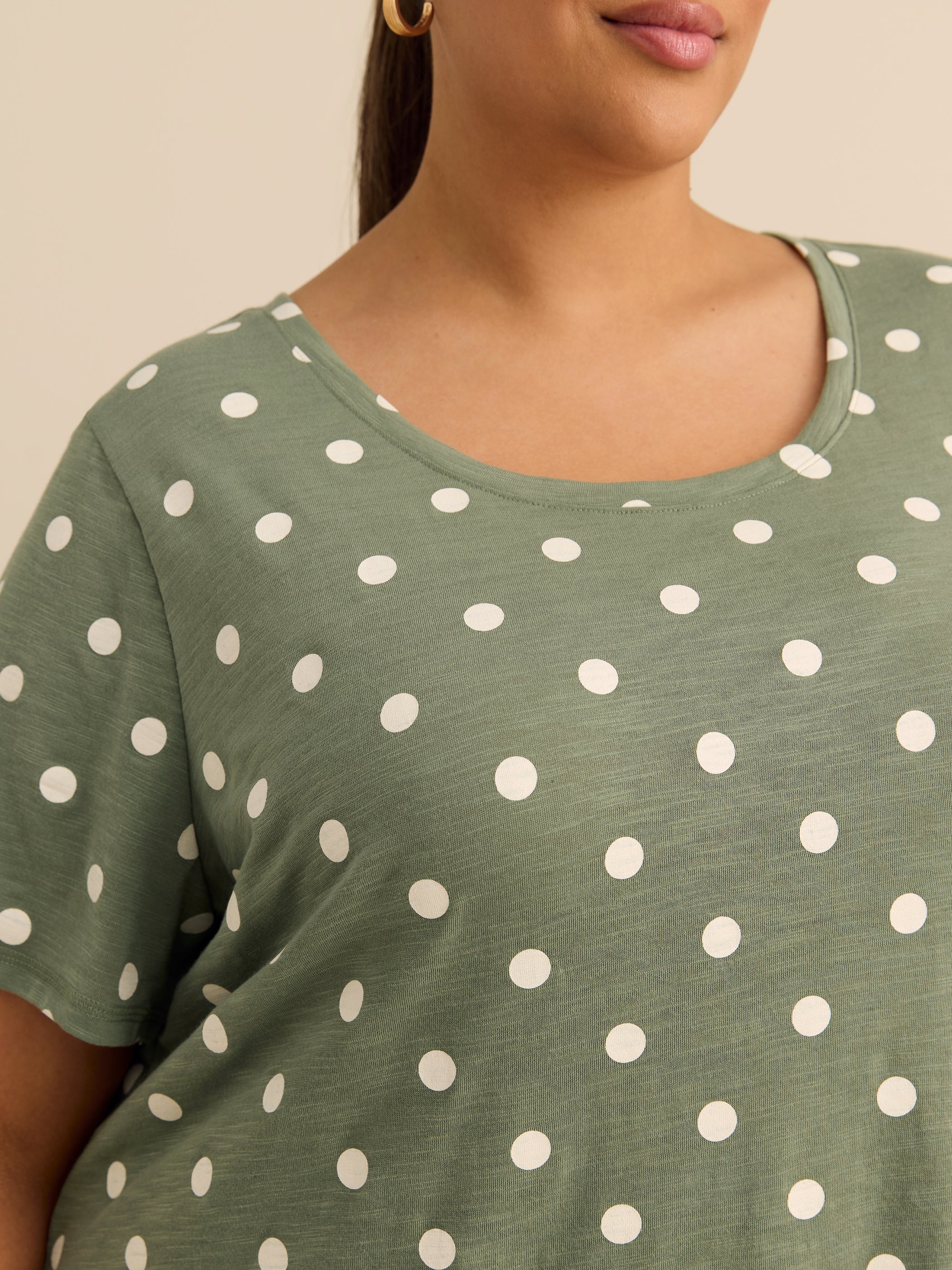 T-shirt coupe galbée à col rond 