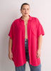 Loose-Fit Short-Sleeve Crinkle Buttoned-Down Tunic