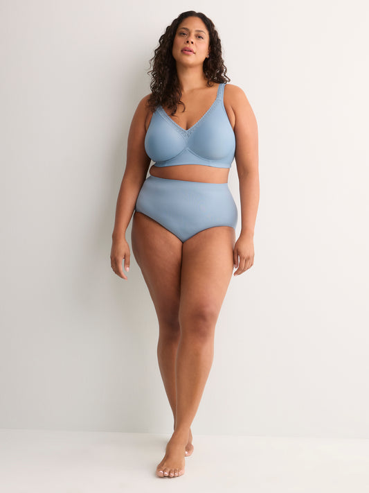 Blue Wireless Padded T-Shirt Bra with Lace - tiVOGLIO