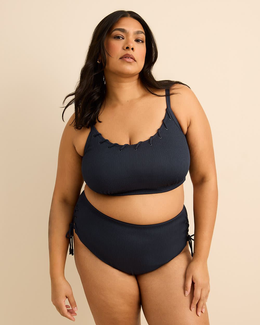 Crop Bikini Top with Drawcord and Eyelets Details