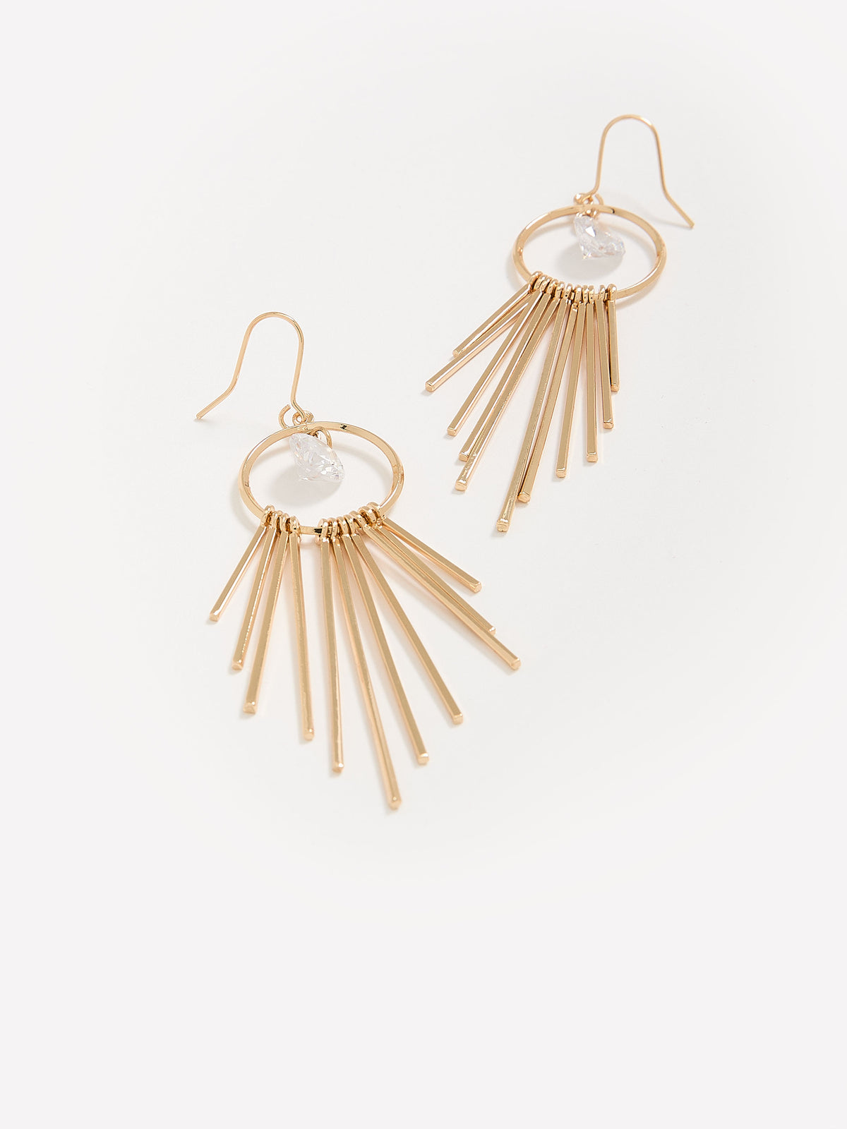 Golden Cubic Zirconia Dangling Earrings