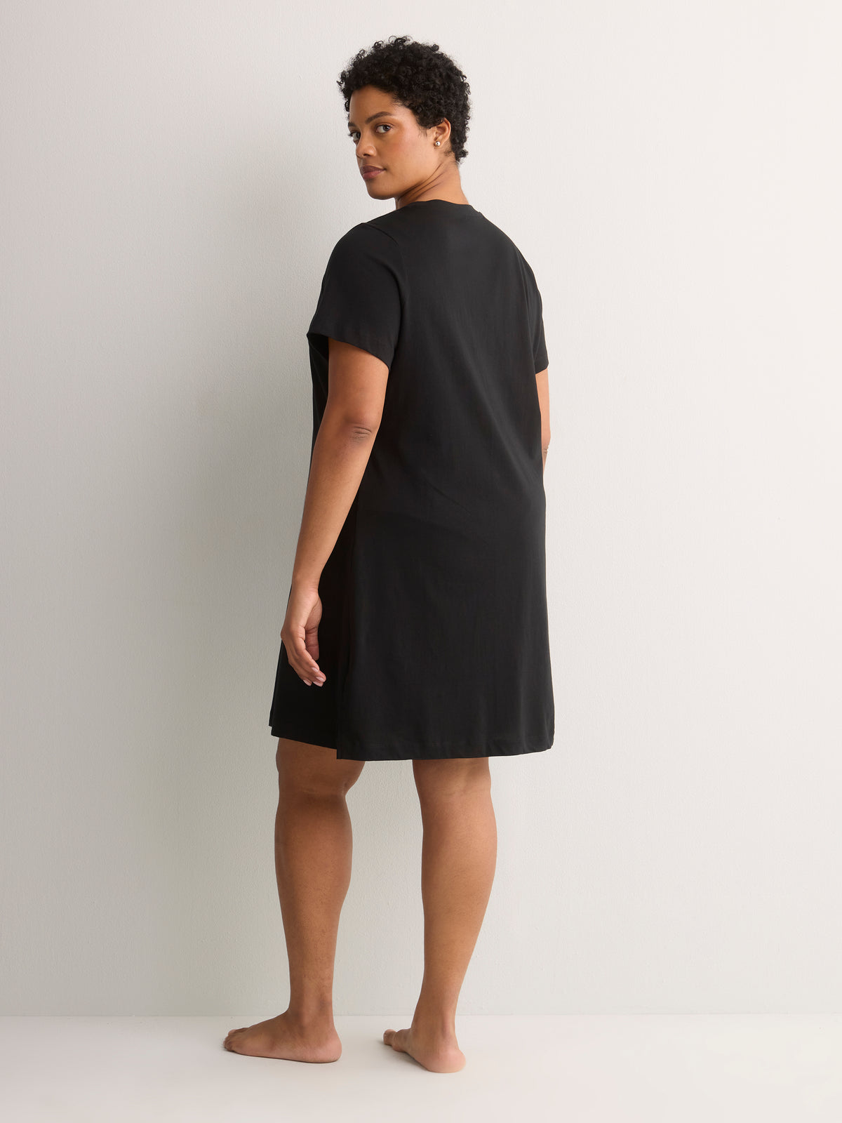 Black Short Sleepshirt with Nutcracker Chest Print - tiVOGLIO