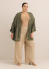 Linen-Blend Loose Kimono Tunic with Waist Drawstring