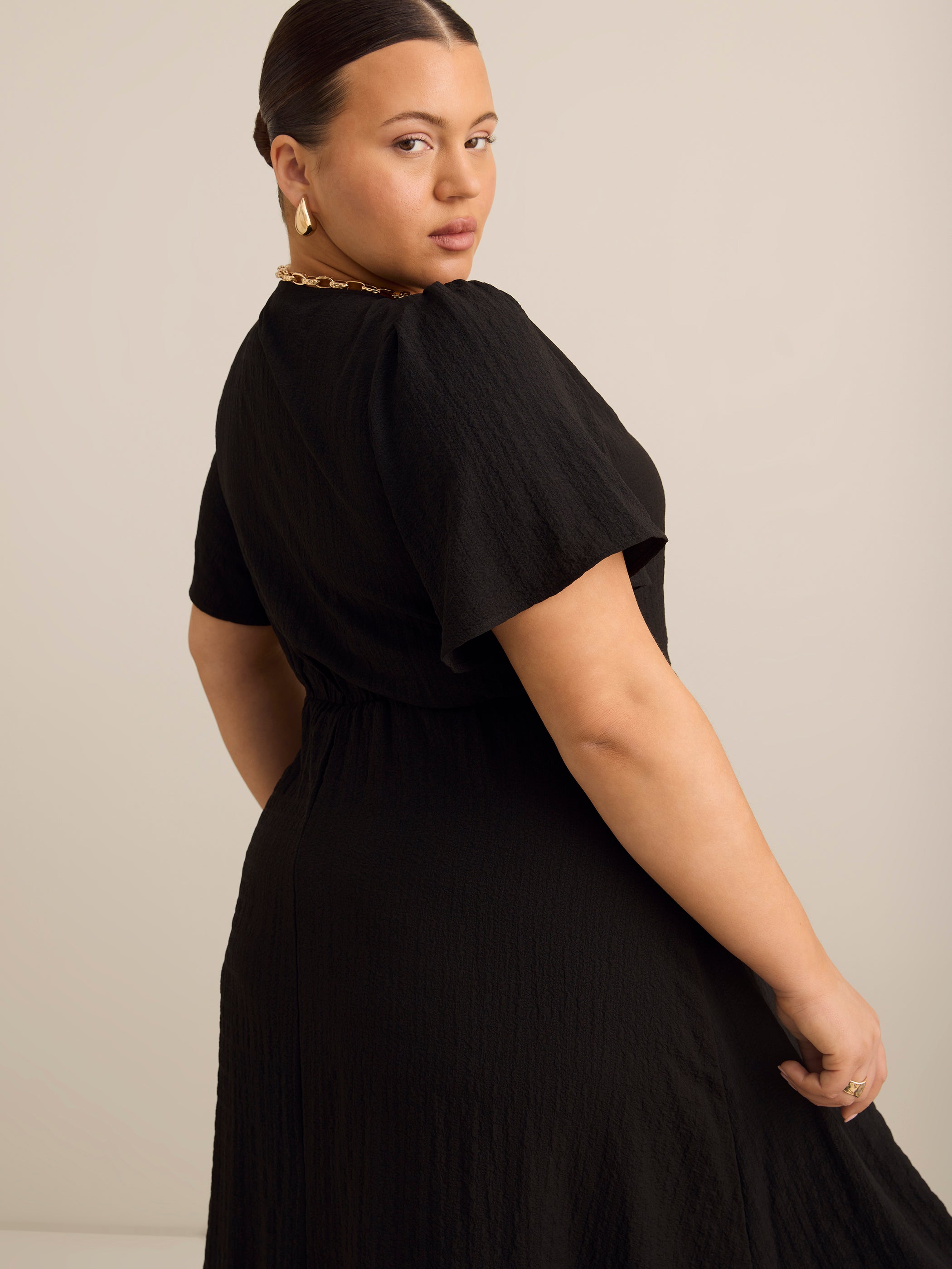 Robe cache-coeur noire midi - Addition Elle