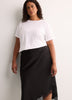 Black Satin Midi Skirt with Lace Hem