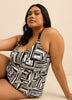 V-Neck Tankini Top with Black Ring Detail
