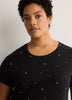 Black Heart-Print Long Short-Sleeve Sleepshirt - tiVOGLIO