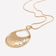 Long Golden Necklace with Hammered Pendant