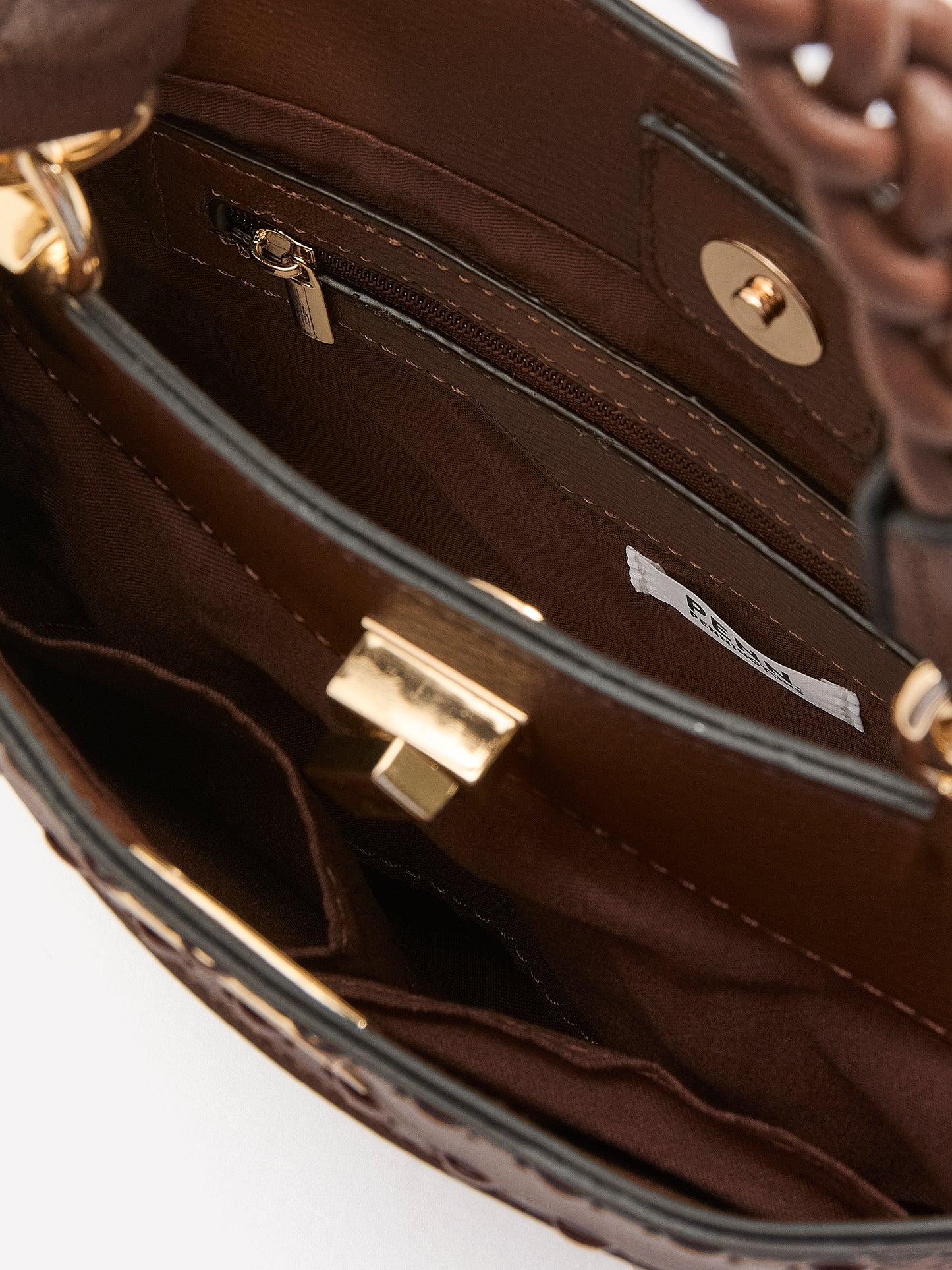 Brown Crossbody Bag with Braided Handle