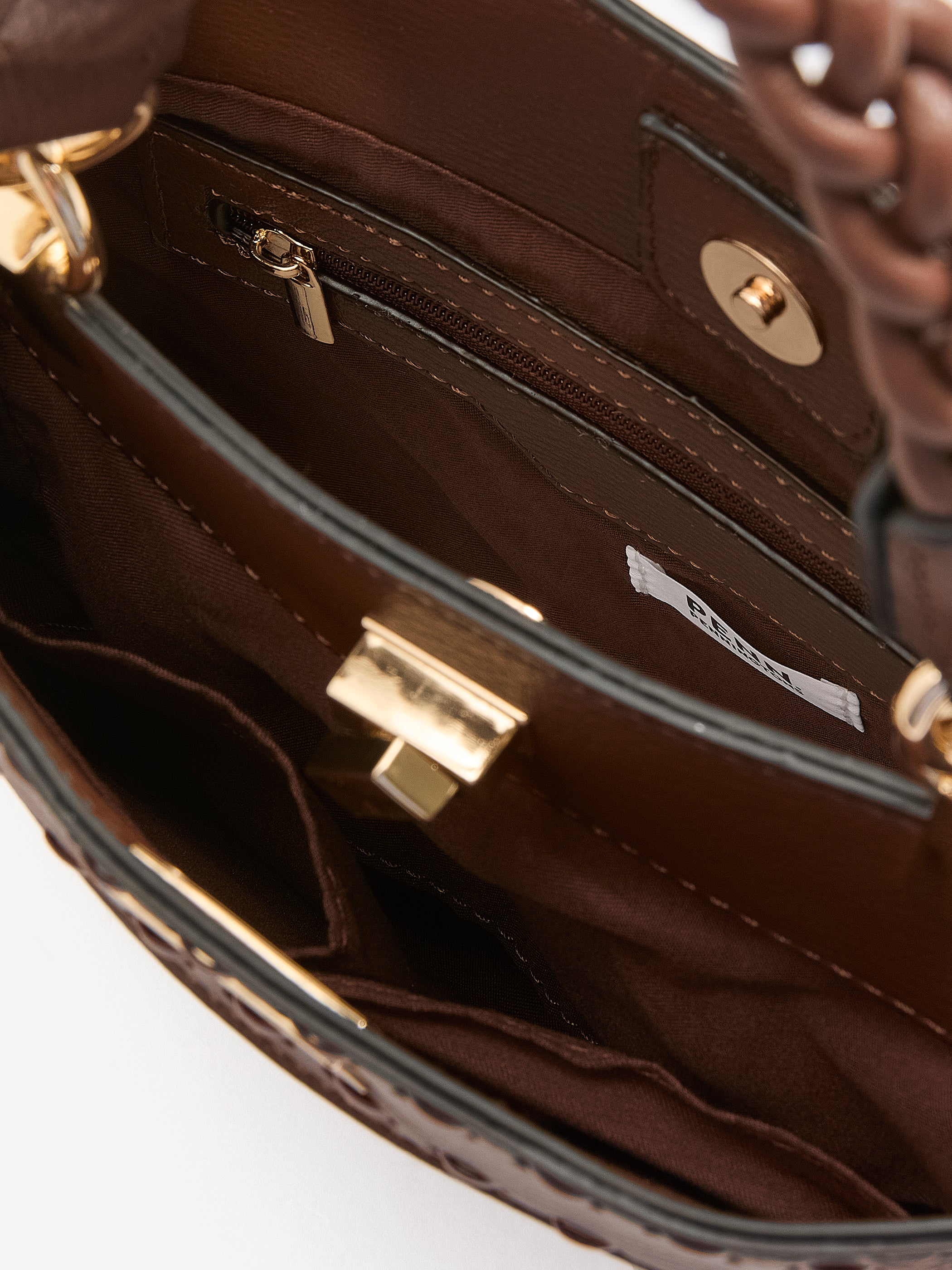 Brown Crossbody Bag with Braided Handle