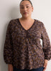 Slight Swing V-Neck Blouse with Crochet Tape