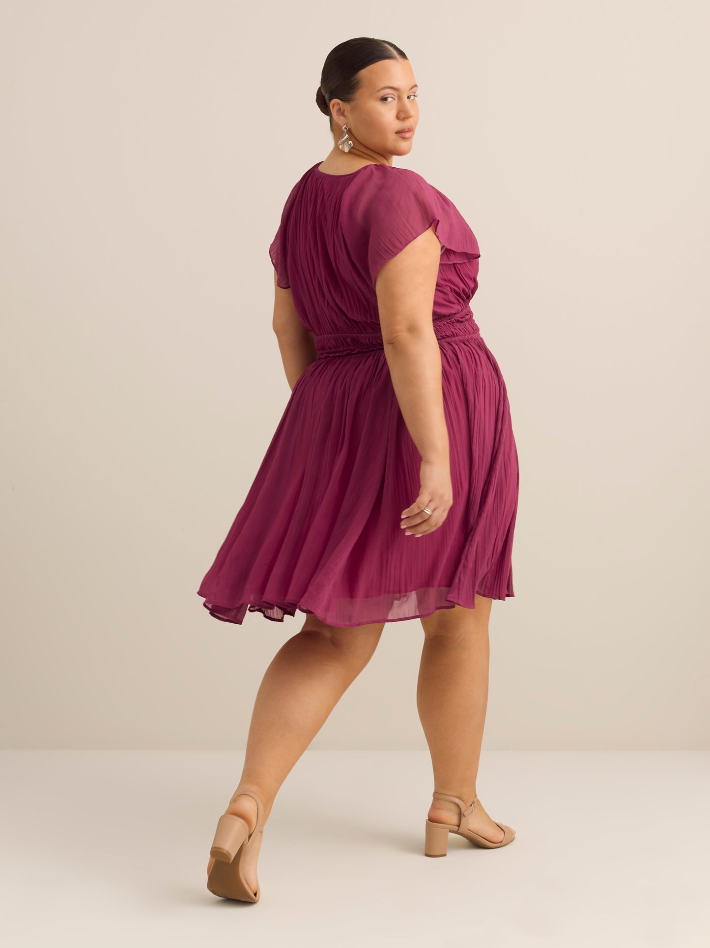 Raglan Short-Sleeve Dress with Elastic Waist - Addition Elle