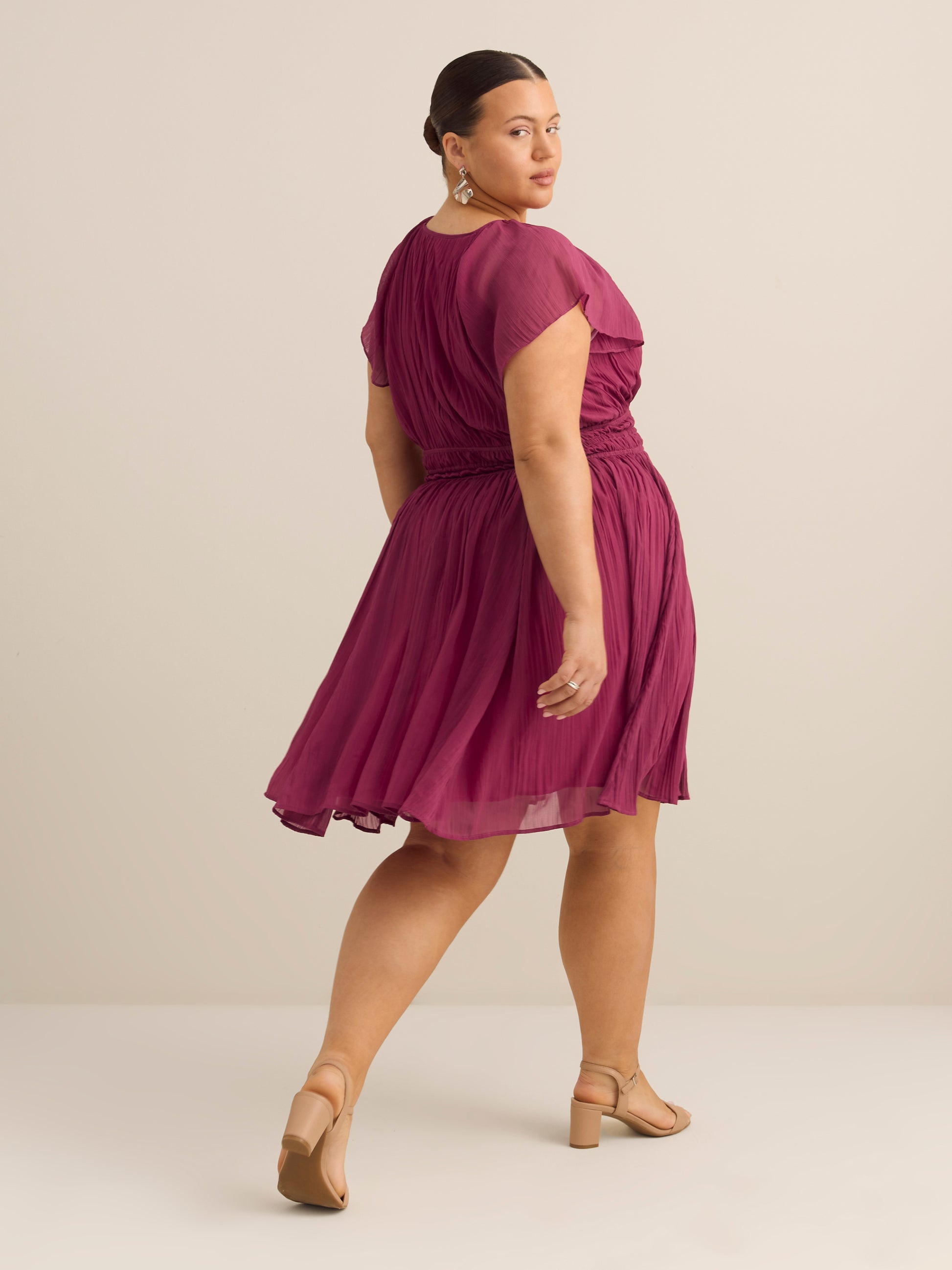 Raglan Short-Sleeve Dress with Elastic Waist - Addition Elle