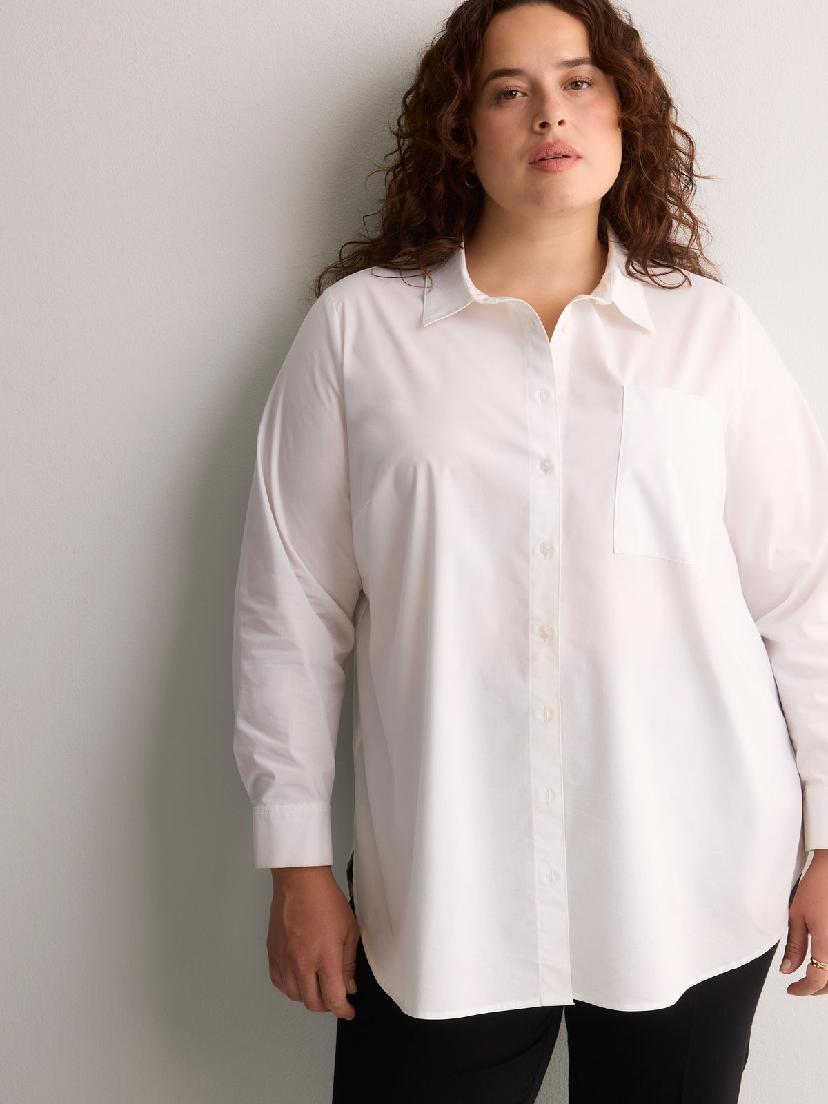 White Cotton Poplin Tunic Shirt