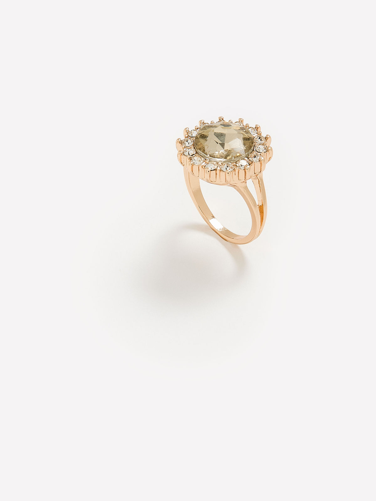 Golden Ring with Big Round Stone