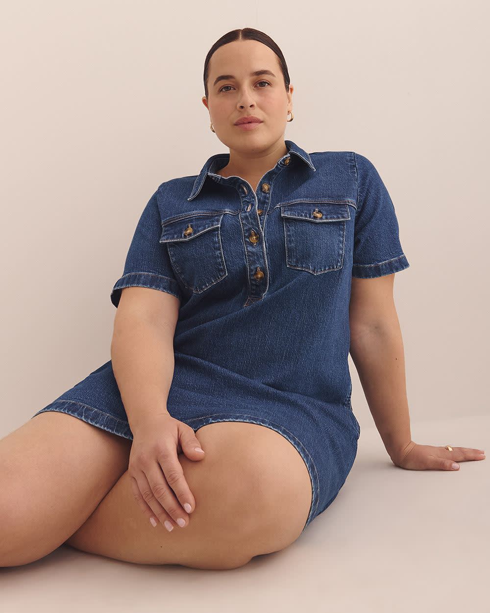 Robe-chemise en denim avec poches