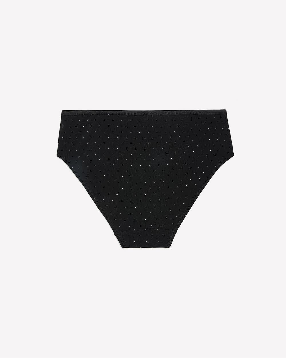 High-Cut Black Dotted Brief with Shiny Elastic Waistband - ti Voglio