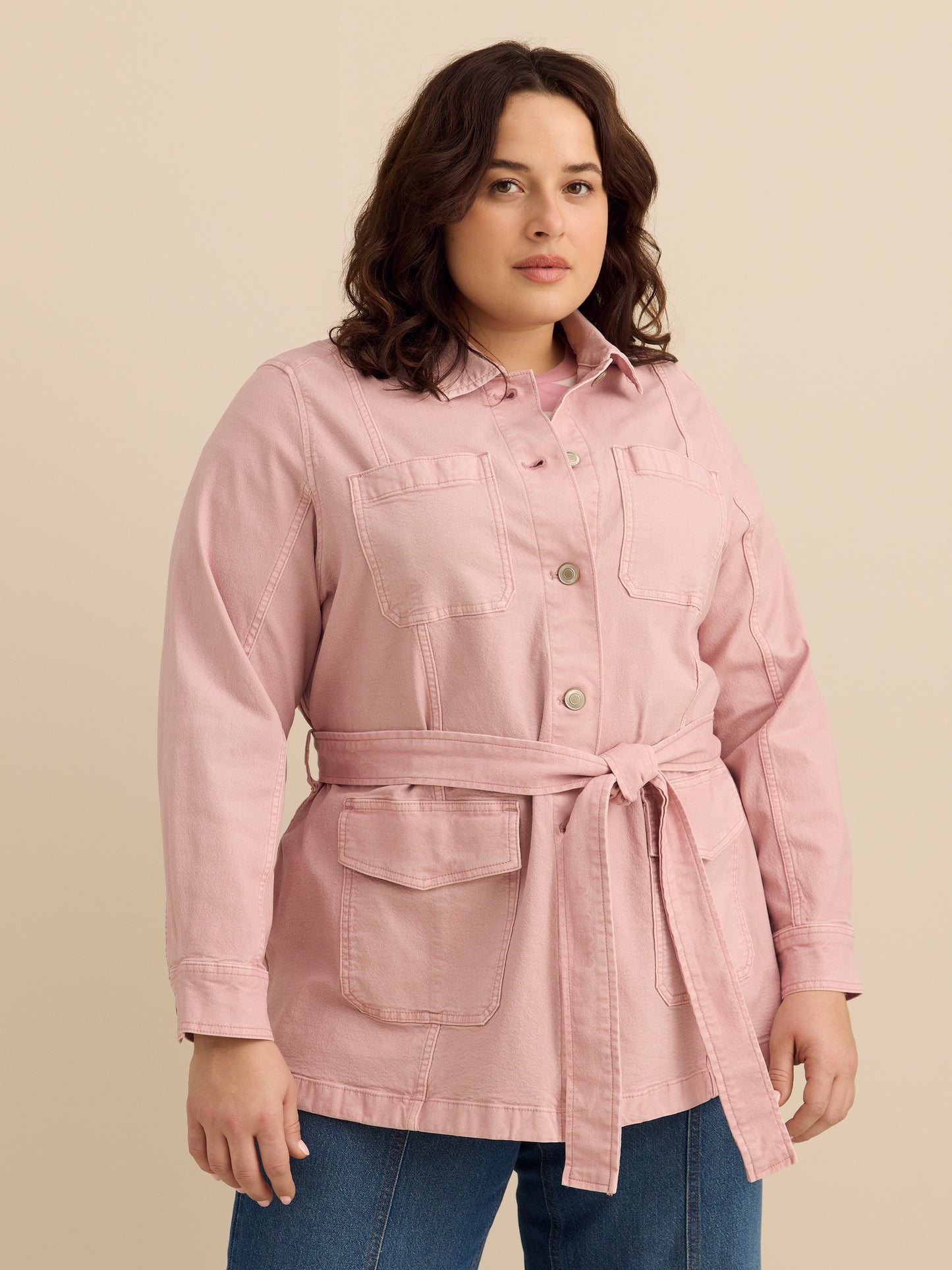 Veste safari lilas en mélange de coton