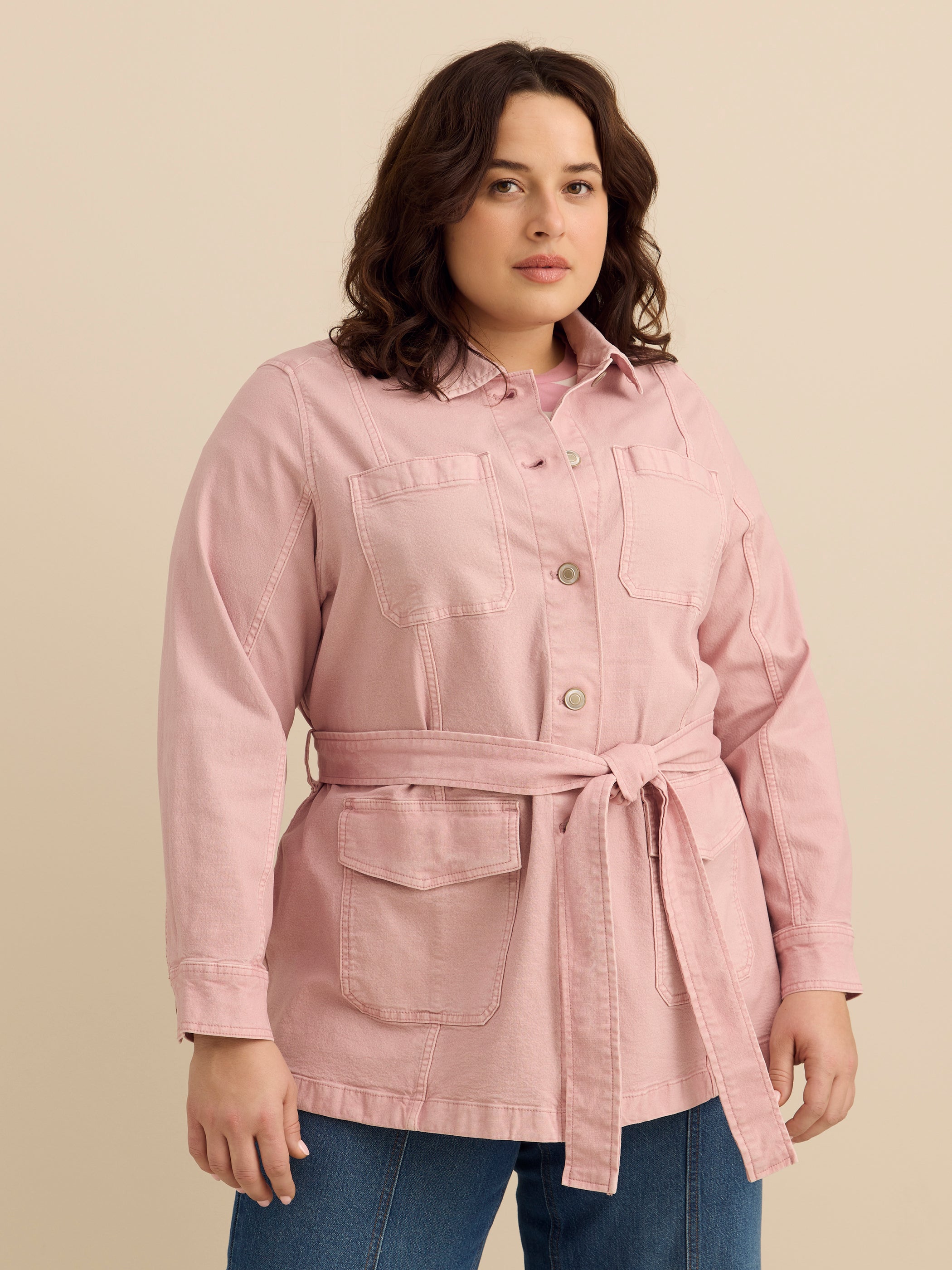 Veste safari lilas en mélange de coton