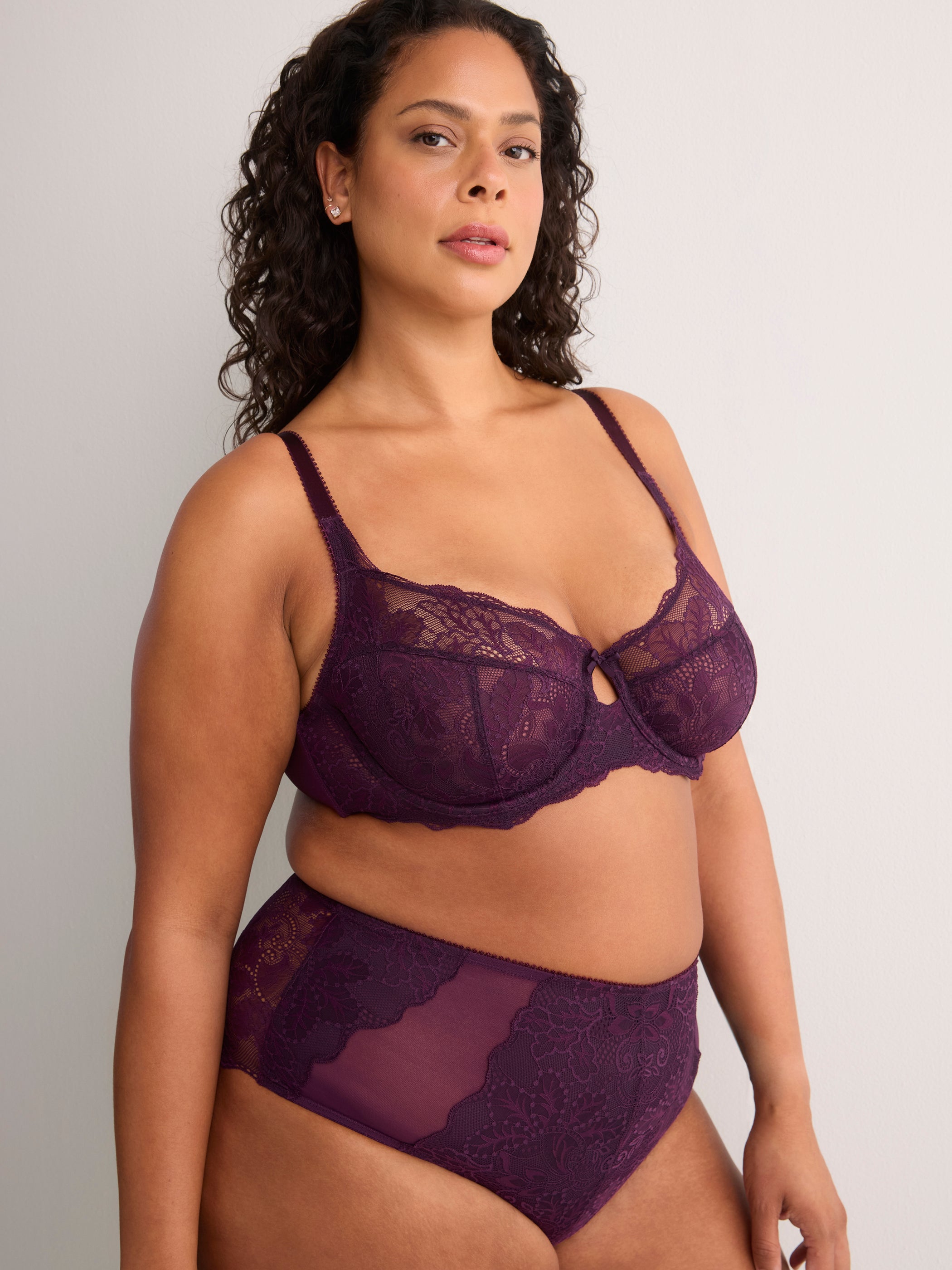 Purple Lace Unlined T-Cup Underwire Bra - Déesse