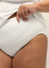 Textured White High-Waisted Swim Brief