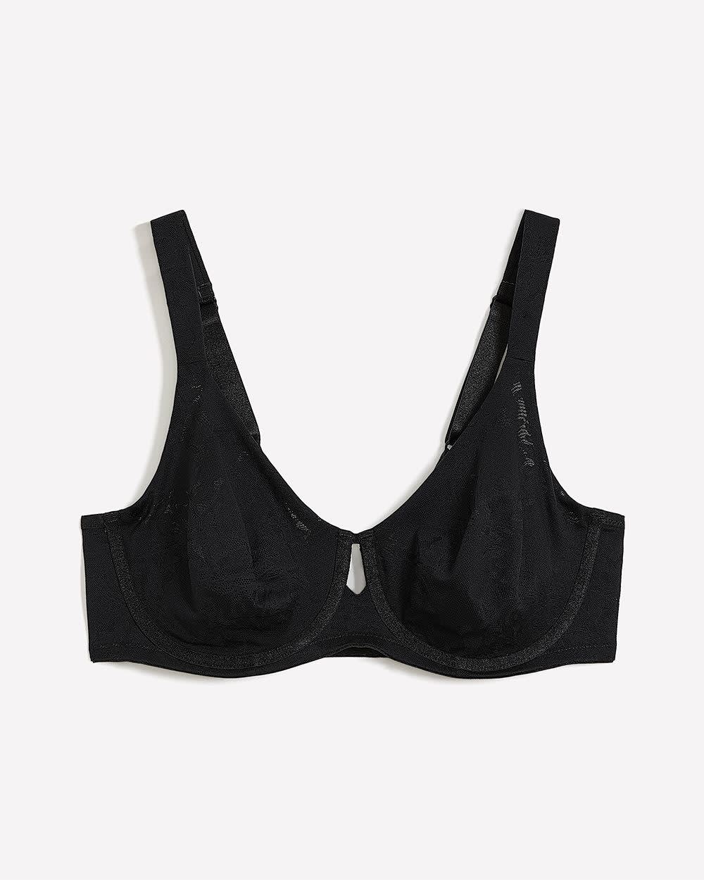 Black Underwire Burnout Jacquard Unlined Bra - ti Voglio