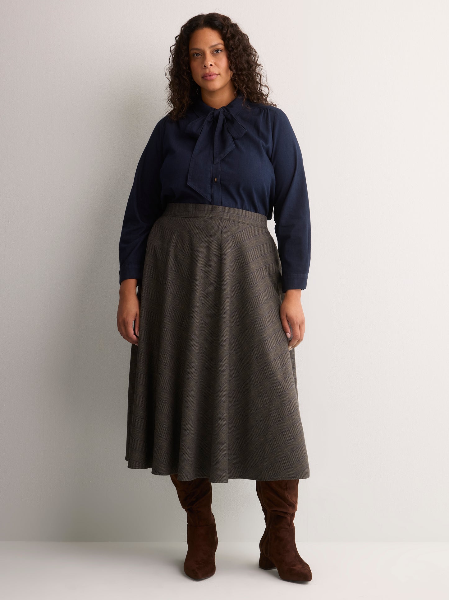Plaid Circle Midi Skirt