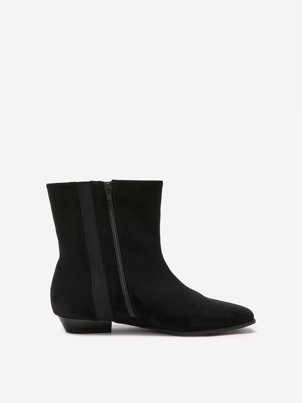 Extra Wide Width, Black Microsuede Square-Toe Low-Heel Bootie