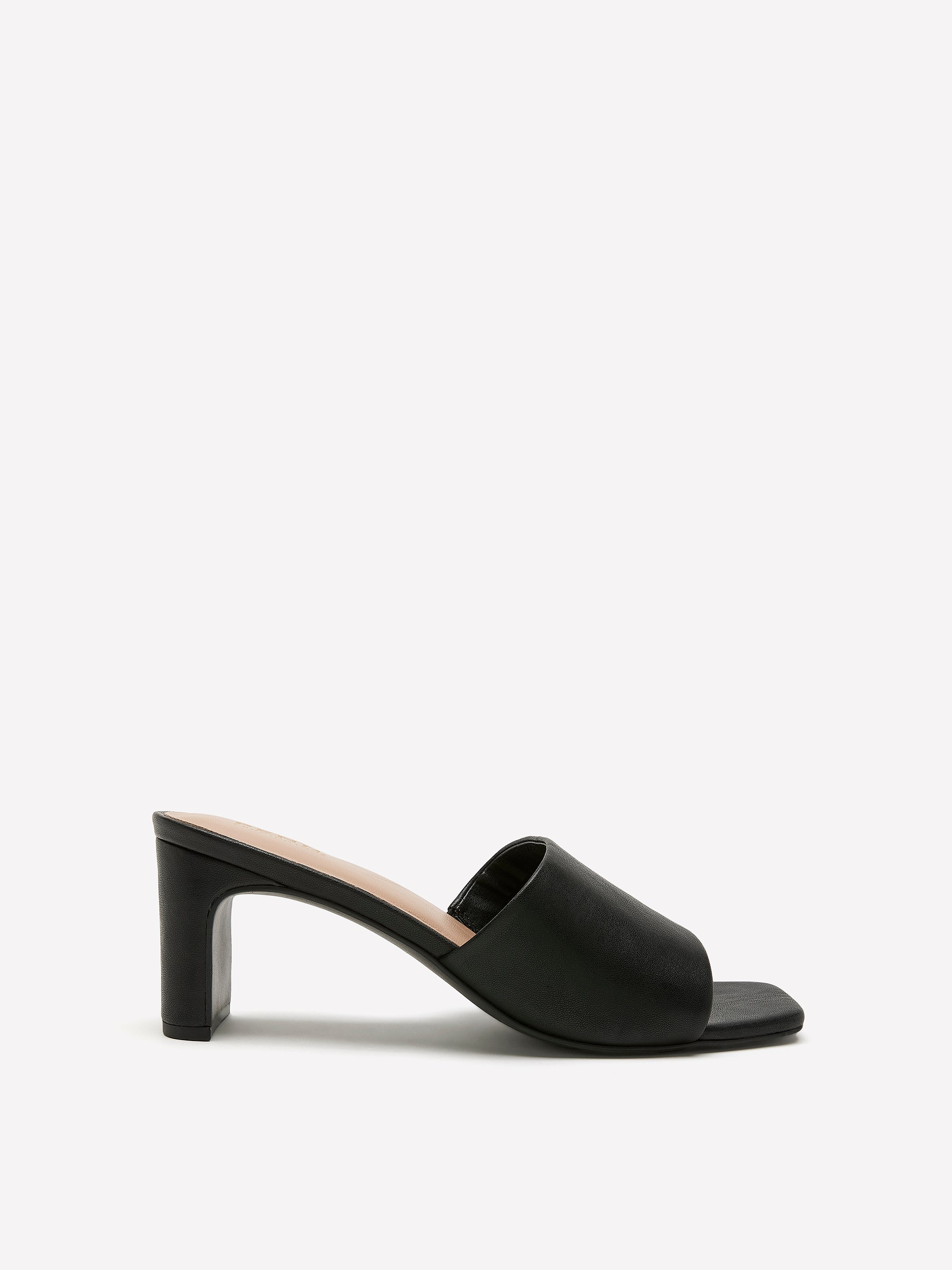 Wide Width, Peonie Black Faux Leather One-Band High-Heel Sandal