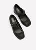 Extra Wide Width, Faux Leather High Block Heel Shoe with Double Strap