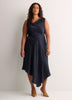 Asymmetric Satin Cocktail Midi Dress - Addition Elle