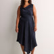 Asymmetric Satin Cocktail Midi Dress - Addition Elle