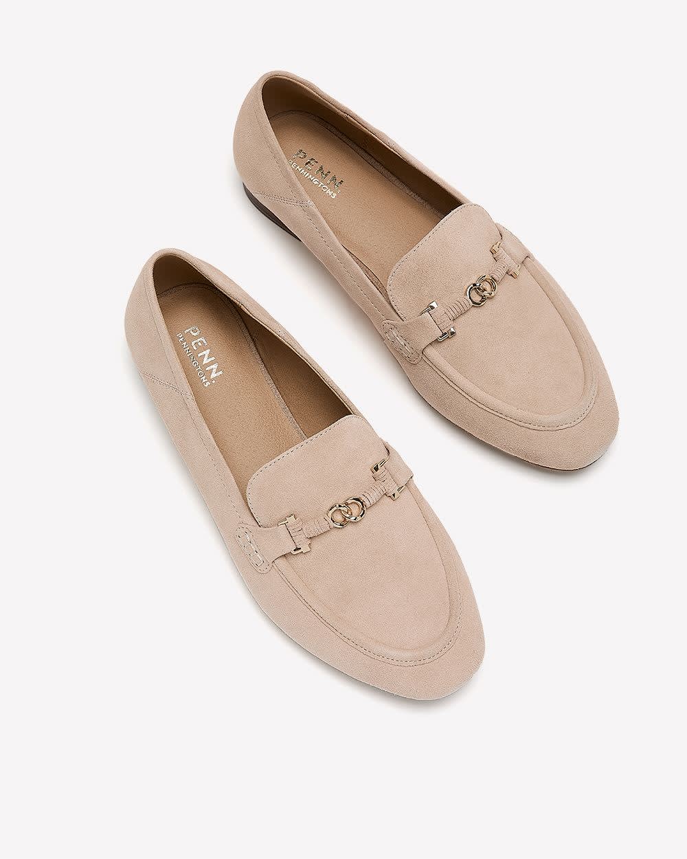Extra Wide Width, Leather Loafer with Gold Ornament