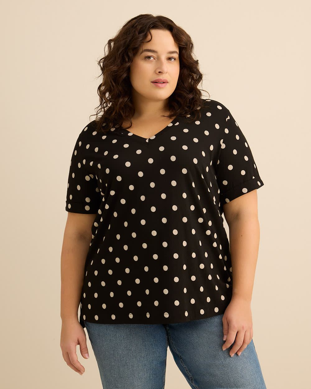 Responsible, V-Neck Boyfriend Tee with Slits