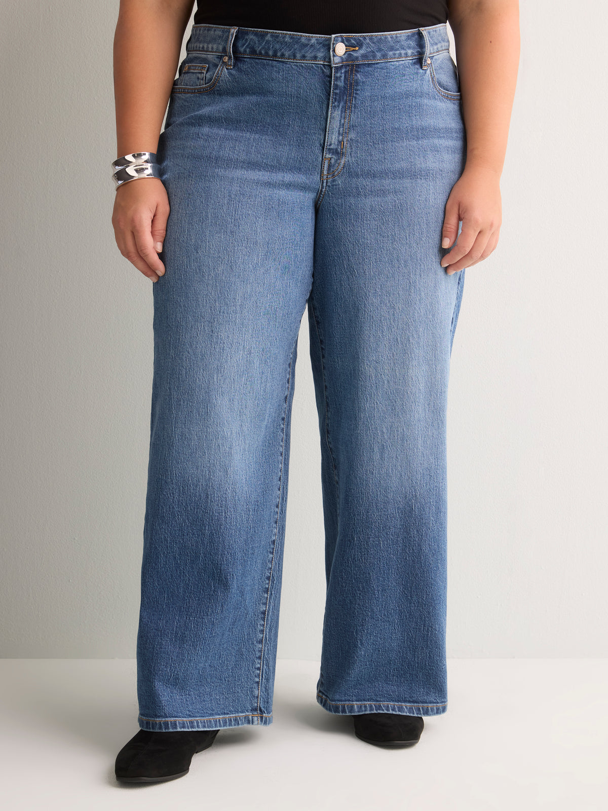 Mid-Rise Baggy Wide-Leg Jeans - Addition Elle