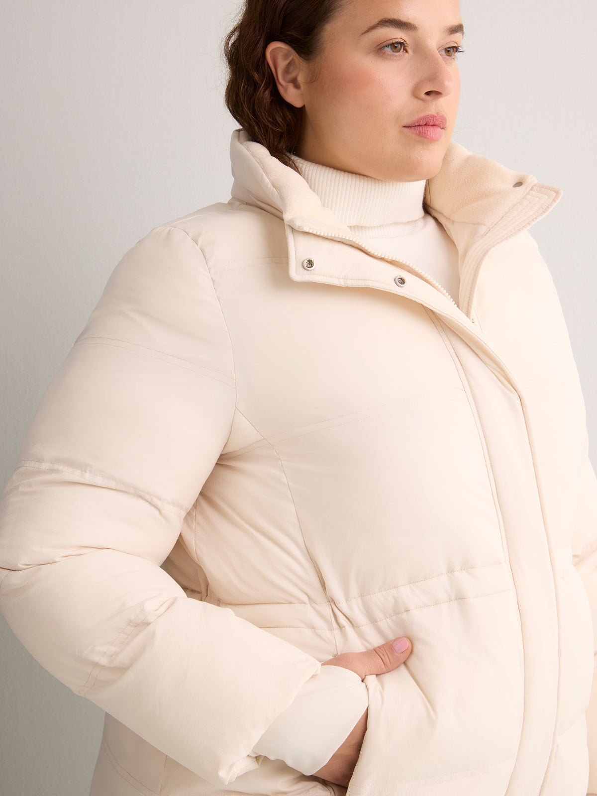 White Quilted Snow Jacket with Removable Hood - Active Zone