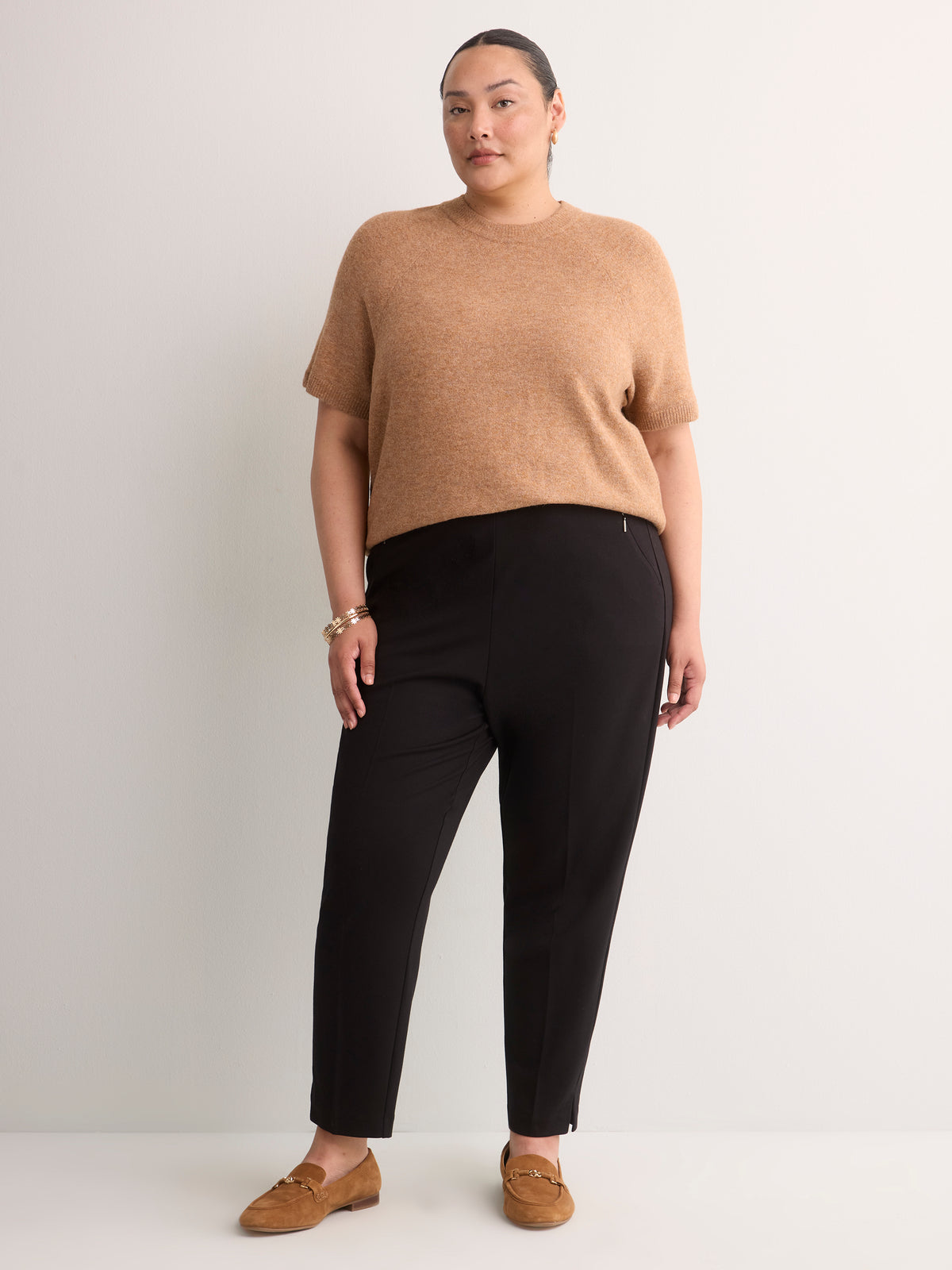 Petite, Black Ponte de Roma Tapered-Leg Essential Pant