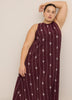 Sleeveless A-Line Halter Maxi Dress with Back Bow Tie