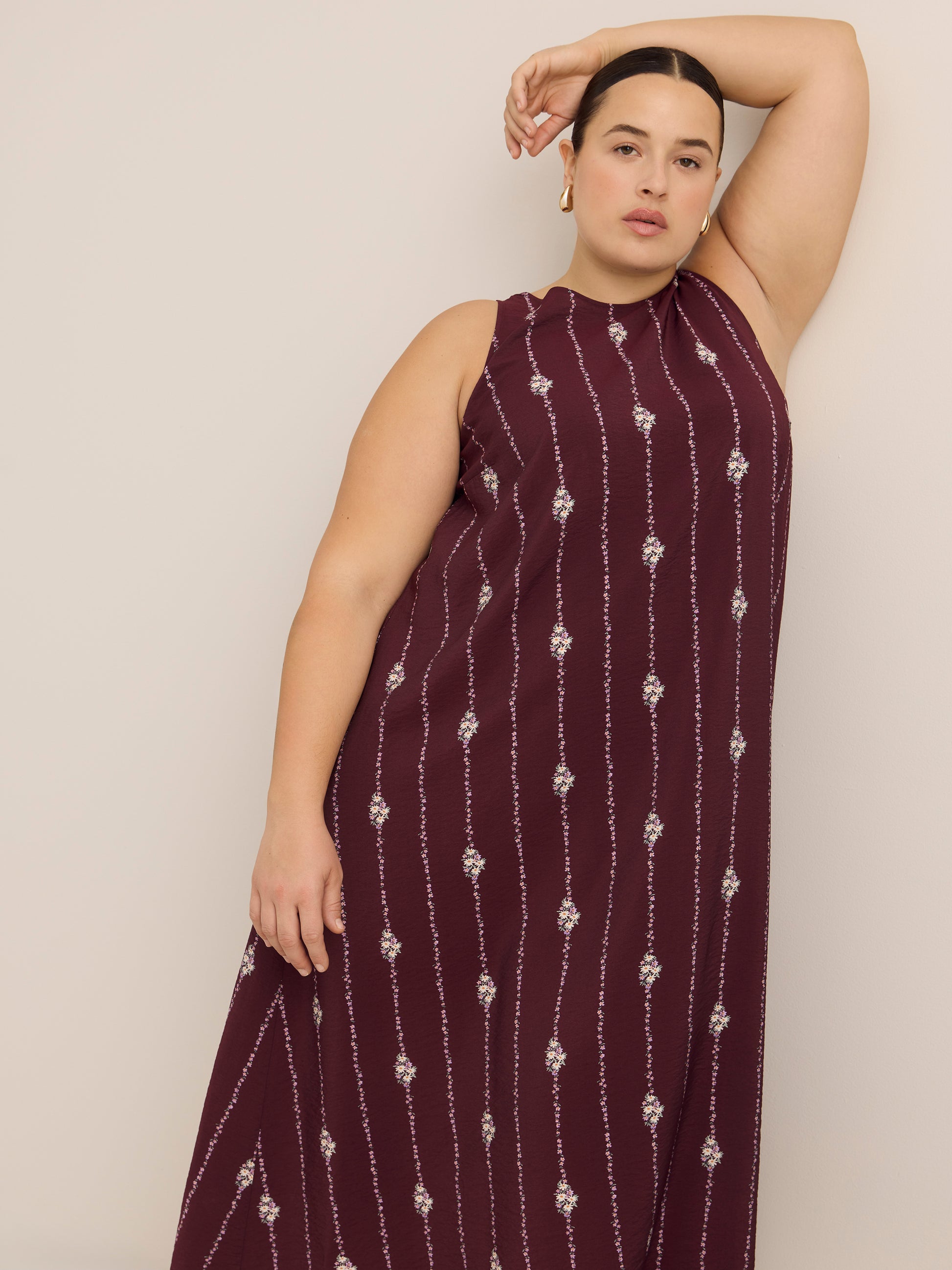 Sleeveless A-Line Halter Maxi Dress with Back Bow Tie