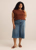Straight Knit Top with Metal Jewel