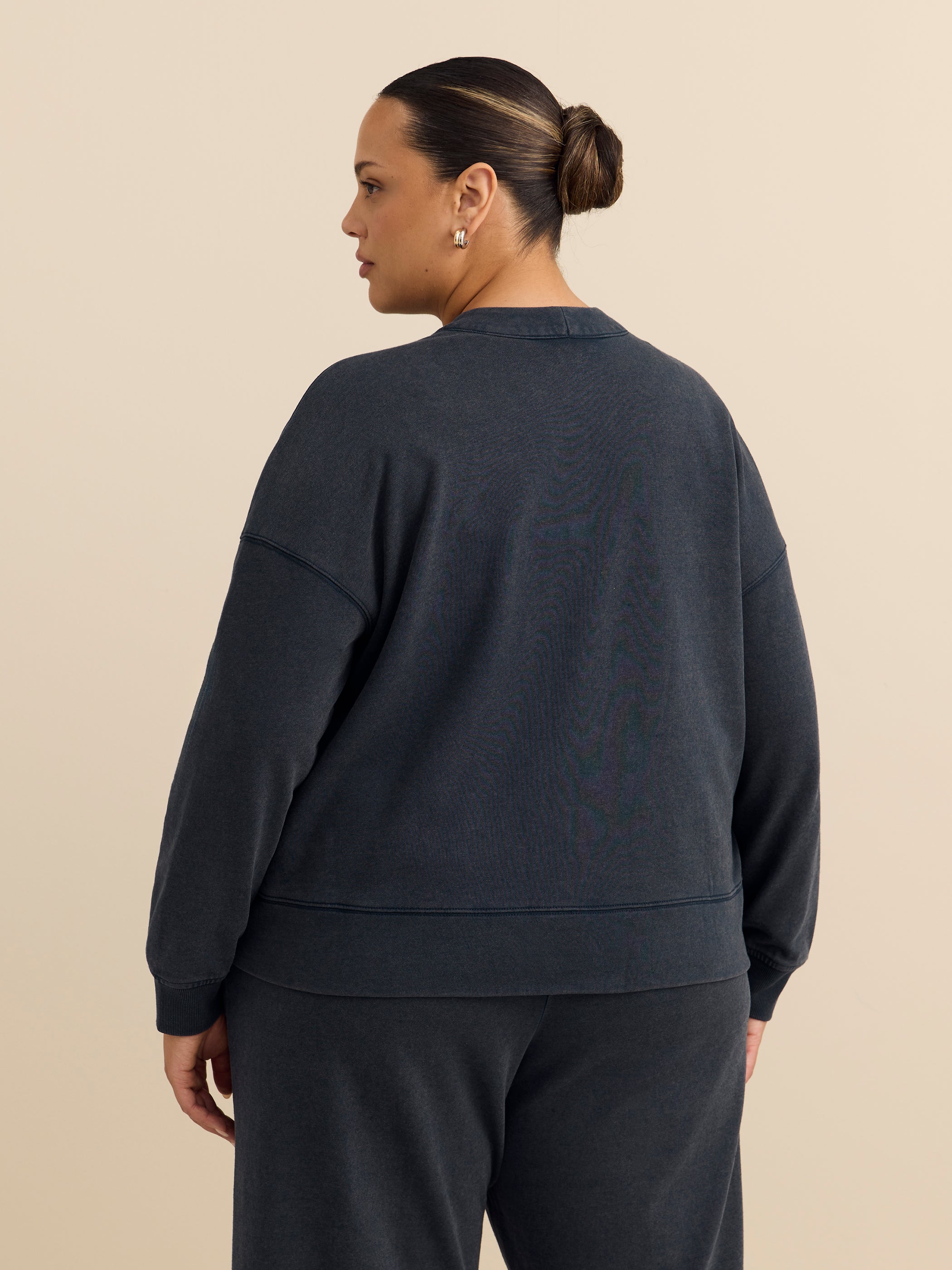 Active Zone French Terry Cardigan Plus Size with Wash Effect