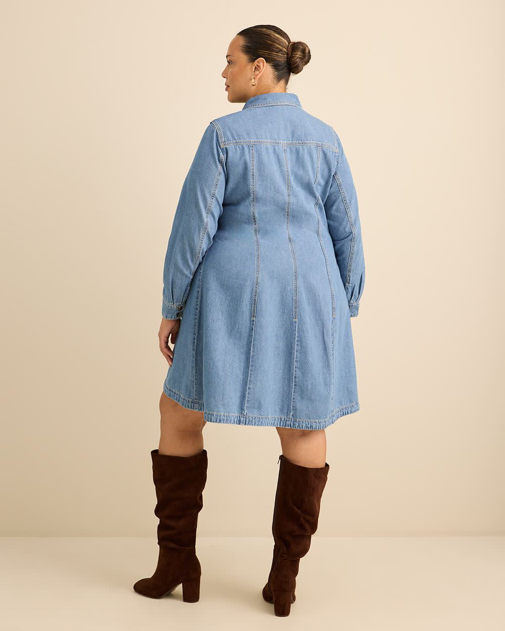 Denim Long Sleeve Shirt Dress