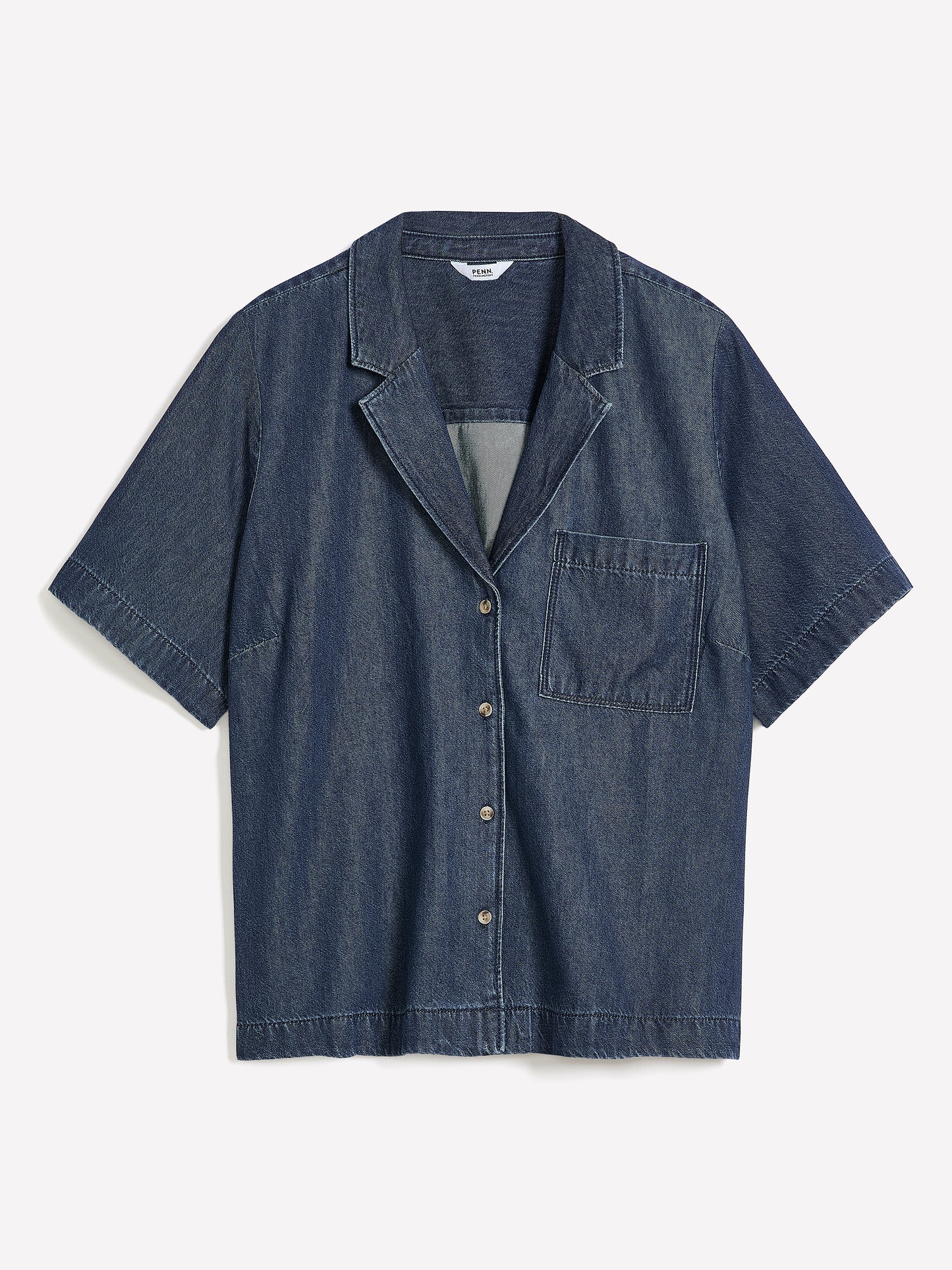 Camp Collar Loose Denim Blouse