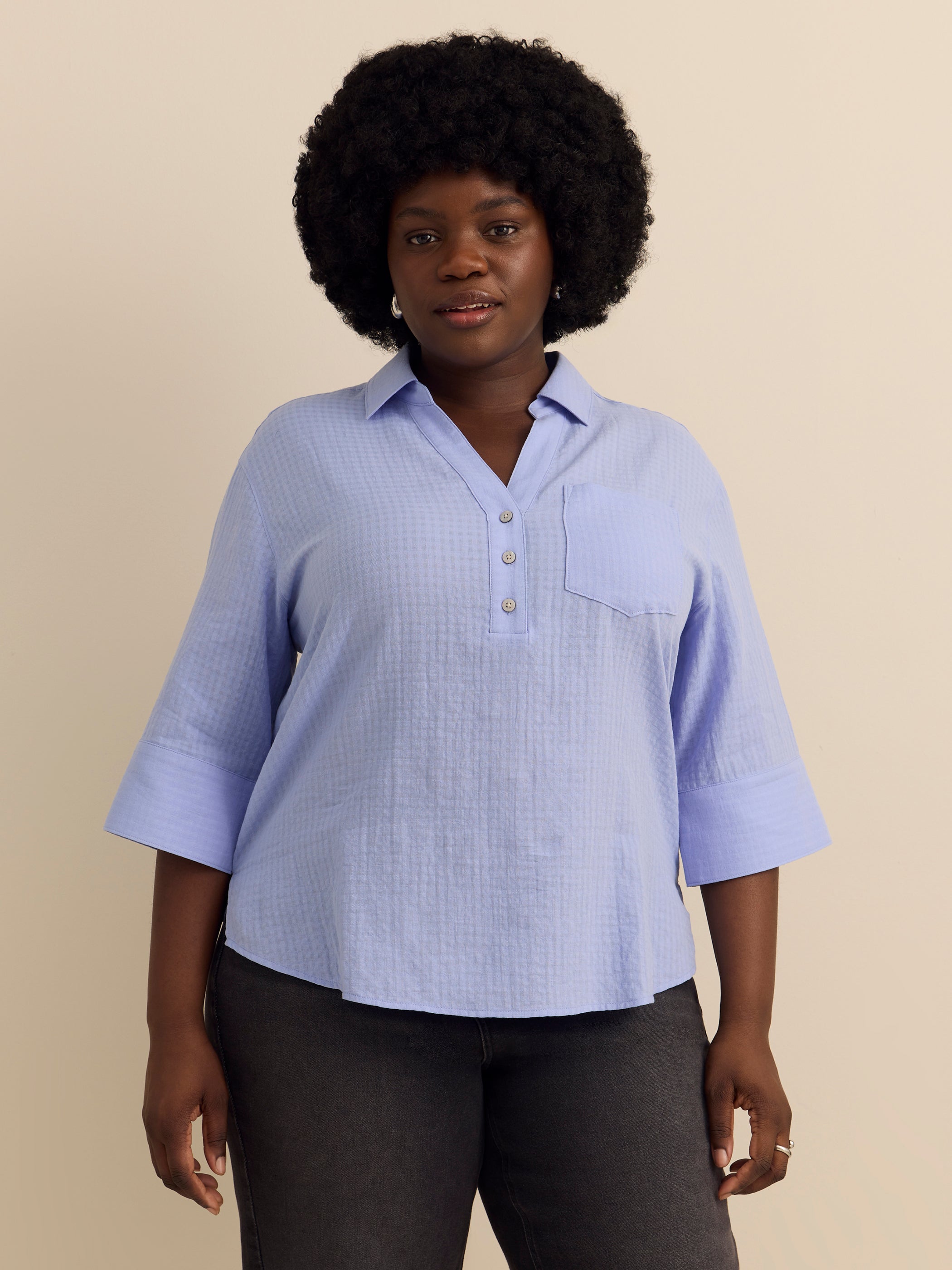 Relaxed Popover Loose Blouse - Addition Elle