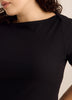 Black Rib Boat-Neck Baby Tee
