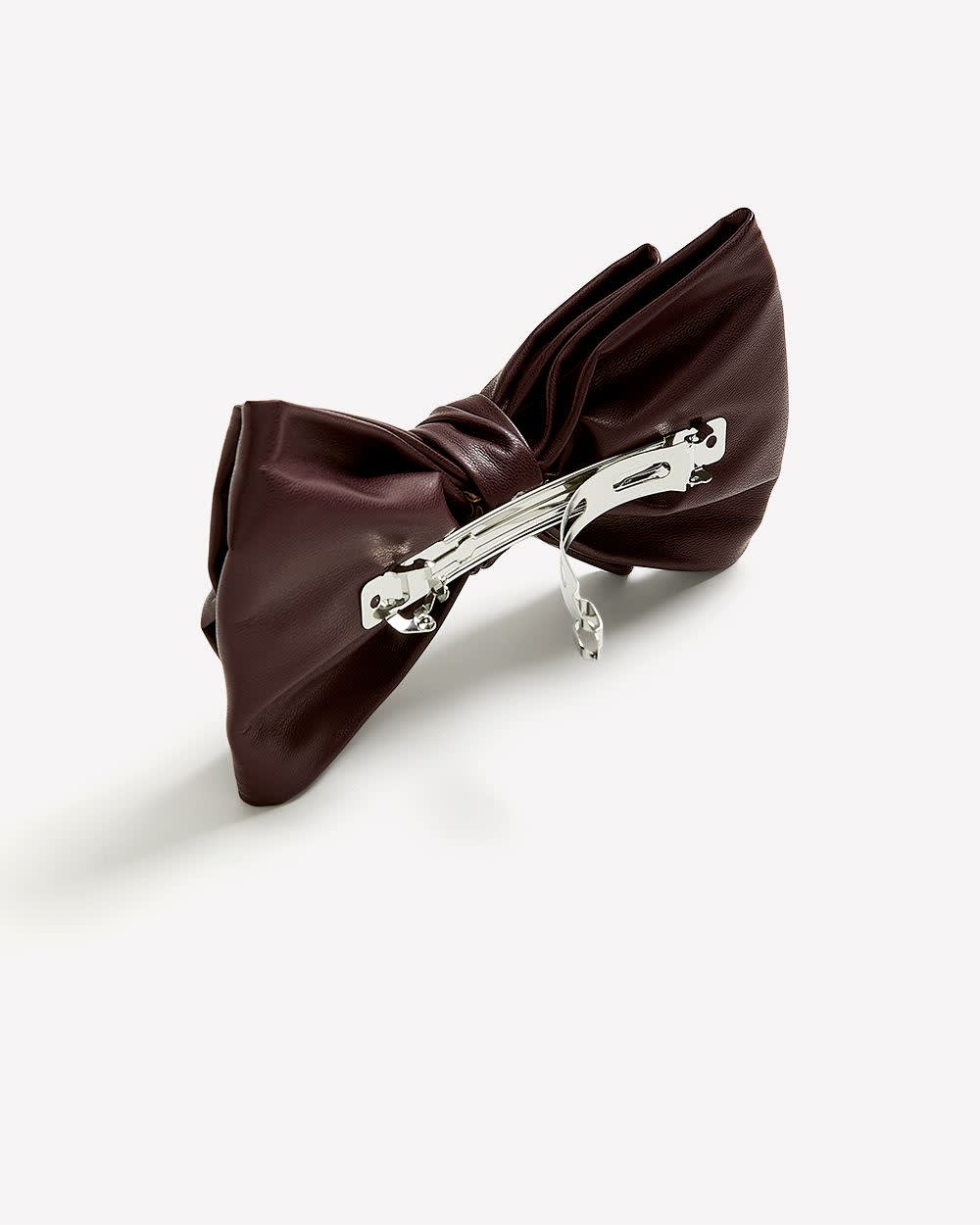Faux Leather Bow Hair Barrette