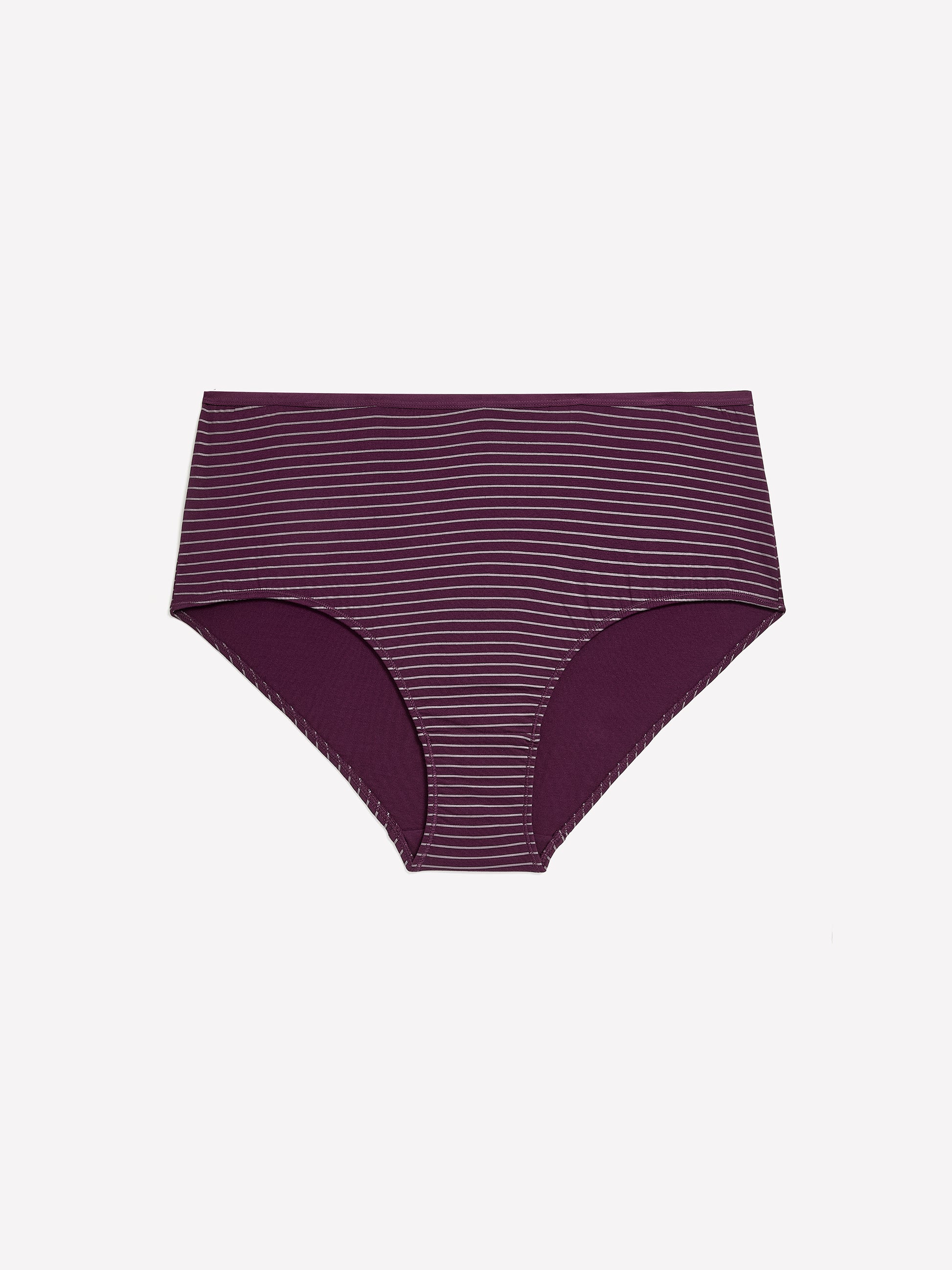 Plum Striped Cotton Full Brief - tiVOGLIO