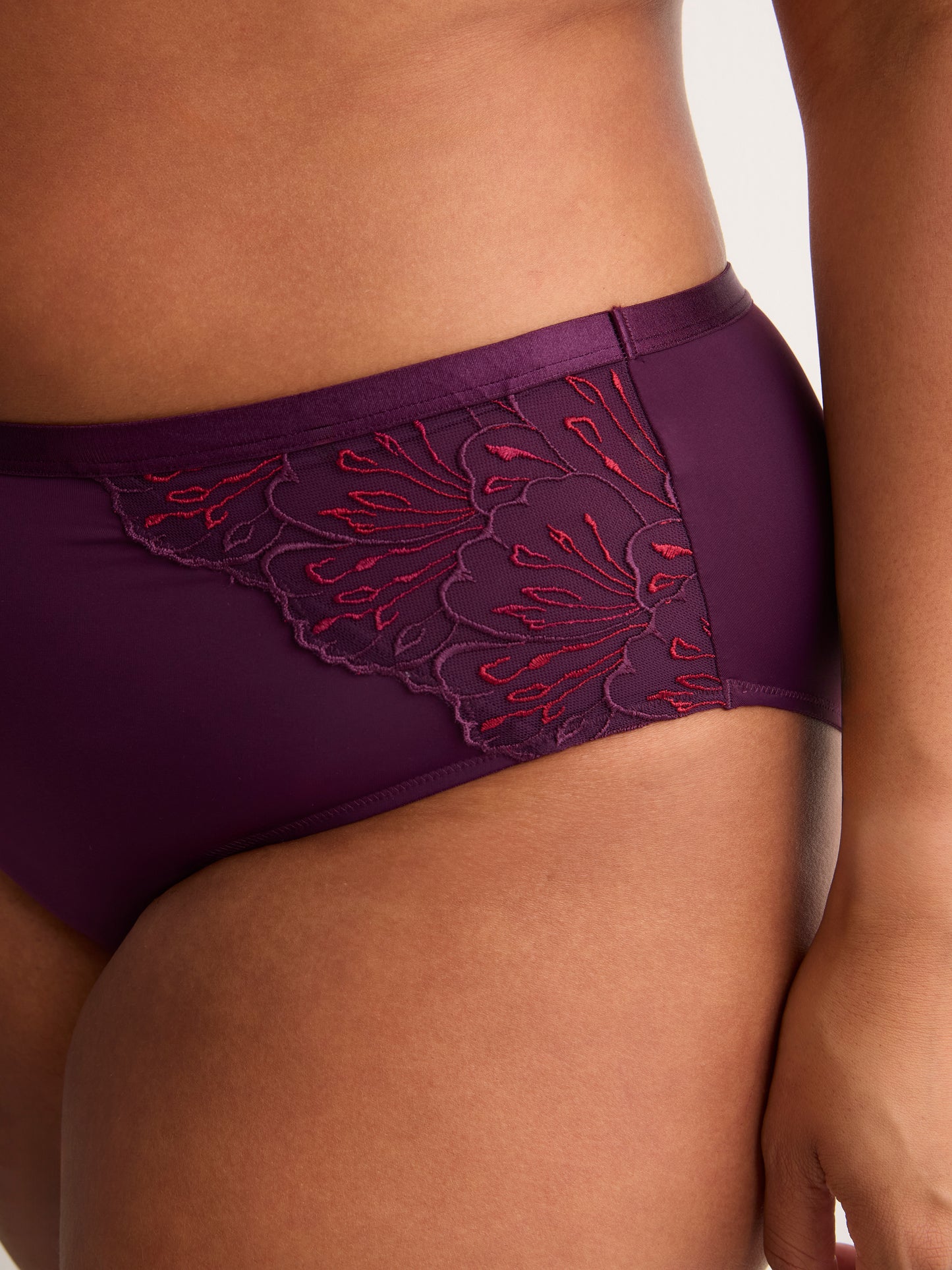 High-Cut Microfibre Brief with Side Embroidery - Déesse