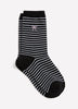 Black and White Striped Crew Socks with Bow Placement